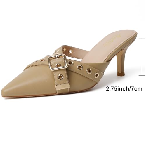 Image of Mostrin Kitten Heels for Women Pointed Closed Toe Heels Vintage Stiletto Dressy Pumps Shoes for Office Work Party
