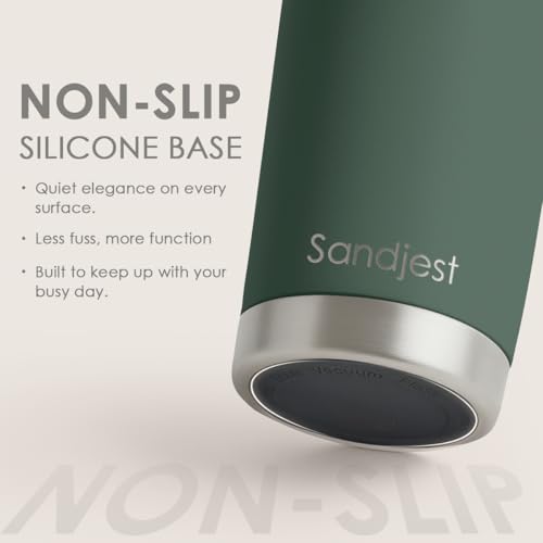 SANDJEST Dark Green Tumbler 20oz Stainless Steel Double Wall Vacuum Insulated, Green Travel Coffee Cup, Gifts for Men Women Birthday Christmas by SANDJEST - Used condition - Image 4