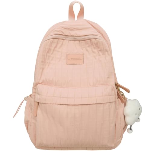 Teclado Kawaii Backpack with Cute Accessories Casual Bookbags with Pendants Lightweight Laptop Bag Travel Daypacks (Pink)