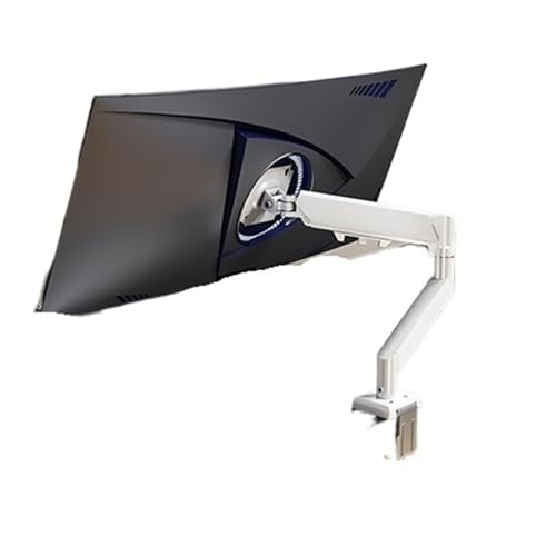 Support d'écran articulé blanc à bras robotisé et levage pneumatique pour un moniteur unique