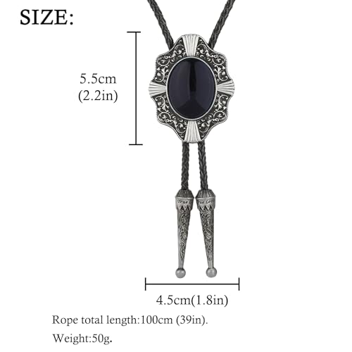 Image of HUABOLA CALYN Native American Bolo tie Rodeo Cowboy Leather Necktie Western Bolo ties for Men Women Necktie for Concert Fans
