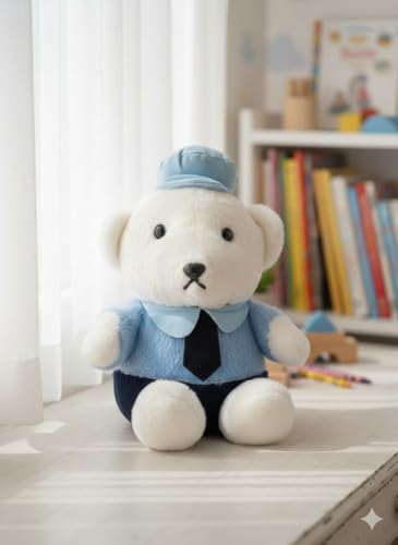 Image of Plush Stuffed Animal Toy | Ultra Soft and Cuddly Teddy for Kids and Adults | Cute Hugging Doll for Gifting, and Bedroom Decor (Blue Police Bear)