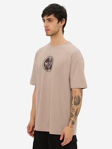 Image of The Souled Store Deadpool: Maximum Effort Men and Boys Short Sleeves Round Neck Green Graphic Printed Cotton Oversized T-Shirts