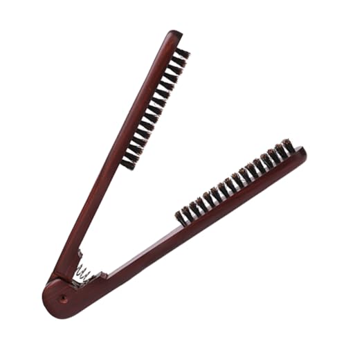 LRXIYODE Haarglätterbürste Mit Klemme Doppelseitige Borsten Antistatisch Kompakt Haarstyling Für Damen Und Herren Frisurenpflege