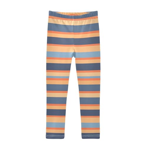 ALAZA Girls' Leggings Children's Yoga Pants Skinny Printed Dance Stripe Blue Orange Comfortable 4T