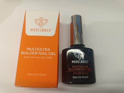 Image of modelones Builder Nail Gel, Ultra Clear Builder for Nails No Top Coat Needed, Glossy Jelly Finish, C-Curve Sculpting, 9-in-One LED Lamp Cured Color Gel Polish for Quick Diy Salon No-Wipe