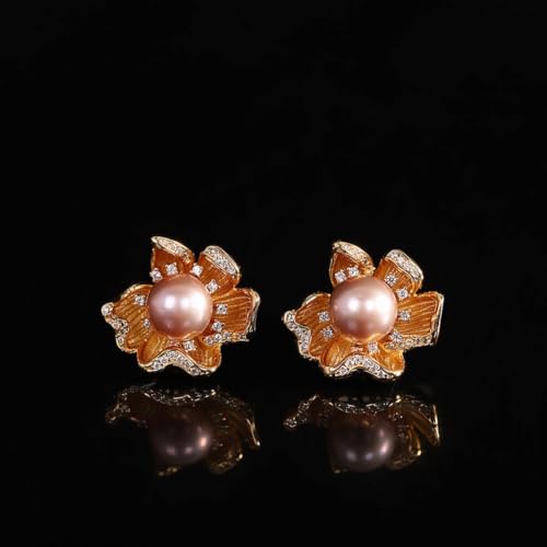 Pendientes geométricos de flores con perlas pendientes mujer moda 2