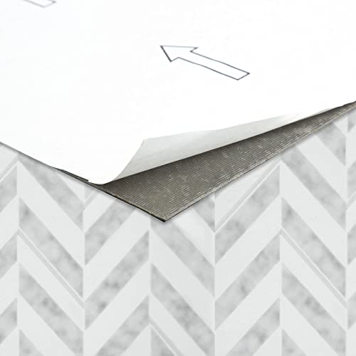 Achim Home Furnishings Retro 12x12 Self Adhesive Vinyl Floor Tile - Charcoal Marble Chevron - 20 Tiles/20 sq. ft., Silver (RTFTV61020)