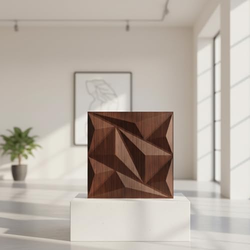 Image of Kayra Decor Wall Panels for Bedroom Alps Design Walnut Wood Color 19.7 inch x 19.7 inch (Pack of 40) - Covers 107.80 Sq. Ft.