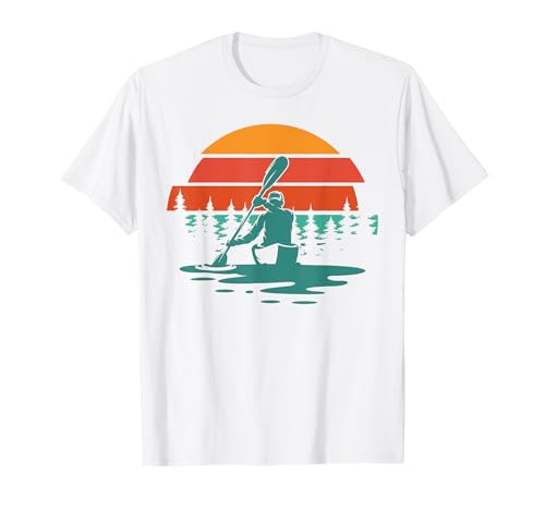 Kajaking Wald Kanu fahren Wassersport Paddeln Retro Kajak T-Shirt