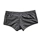 Moinha Herren Boxershorts Wetlook Männer String Front Pouch mit Druckknöpfen Slips Kunstleder Sexy Unterwäsche für Mann Erotisch Reizwäsche Sissy Höschen Herren Lederoptik Jockstraps Slips Schwarz