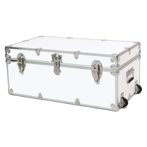 Image of Rhino Trunk & Case Large Essential Trunk With Wheels 32 inchx18 inchx14 inch, 1000+ lbs Capacity - Many Colors. Strong, USA Made Summer Camp Footlocker, and Secure College Dorm Storage Chest
