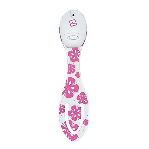 Image of Gifts for Readers & Writers Book Light, Clip On Reading Light for Bed, 2in1 Flexilight & Bookmark, Small & Lightweight with a Soft Glow, 2 Batteries Included, Pink Flowers