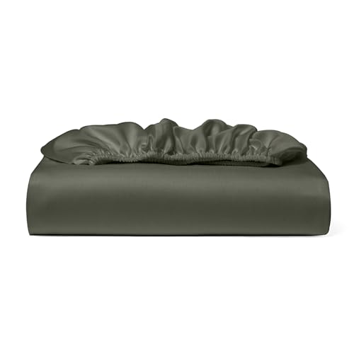 Cosy House Collection 100% Rayon Derived from Bamboo Fitted Sheet - Cooling, Breathable, Silky Soft Deep Pocket Bottom Sheet (Queen, Grey)