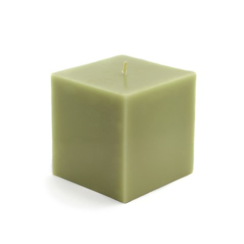 Zest Candle CPZ-131-12 3 x 3 in. Sage Green Square Pillar Candles -12pcs-Case- Bulk