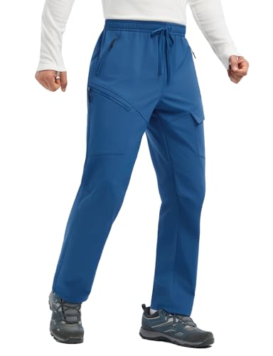 baleaf Men's Fleece Lined Hiking Cargo Pants Softshell Water Resistant Snow Thermal Pants Winter Insulate with Zipper Pocket
