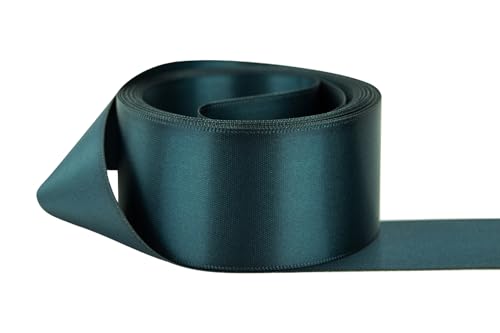 Image of Ribbon Bazaar Double Faced Satin - Premium Gloss Finish - 100% Polyester Ribbon for Gift Wrapping, Crafts, Scrapbooking, Hair Bow, Decorating & More - 3 /8 inch Peacock 50yd Spool