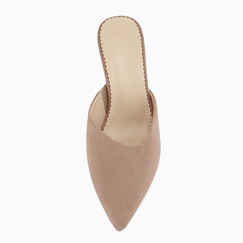 Image of Coutgo Womens Pointed Toe V Cut Mules Chunky Block Heels Slip On Clogs Fashion Office Slides Shoes