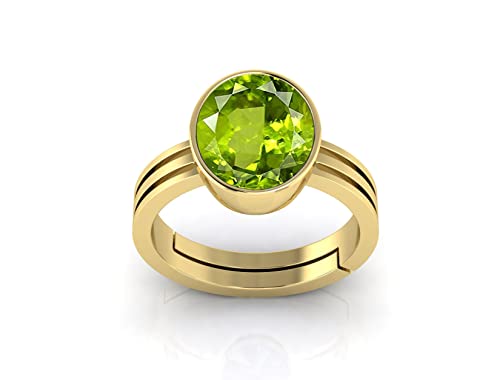Bague péridot naturel 6,60 carats en argent massif ajustable d'exception
