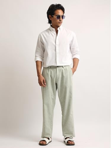 Image of MANIAC || Mens || Solid || Collared Neck || Full Sleeve || Oxford || Linen Blend Fabric || Shirt