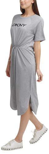 Robe à manches courtes DKNY avec cordon ajustable et logo poitrine