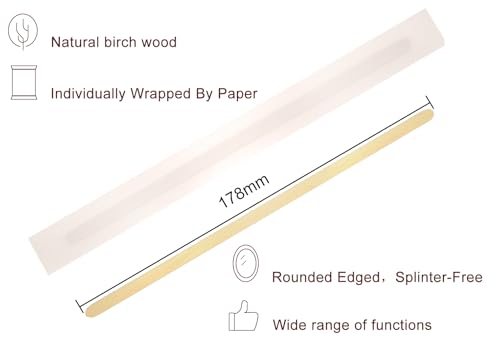 Disposable Paper Wraped Birchwood Wooden Coffee Stir Sticks Stirrers Wood Tea Beverage Stir Stick Stirrer,7 Inch Length,500 Pcs