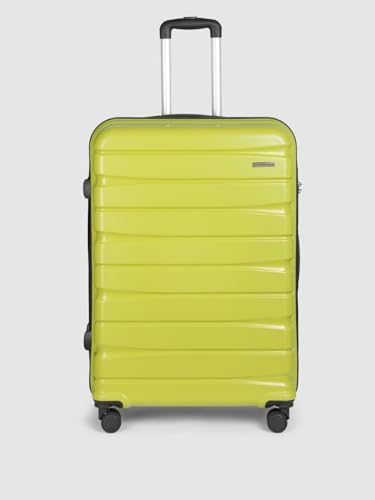 Image of Teakwood Unisex Trolley Bag for Travel, Hard Cabin Trolley Suitcase Bag, Numver Lock System 360 Degree 8 Rotating Wheels | Set of 3 (55, 65, 76 CM, Lime Green)