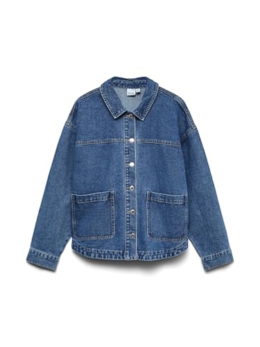 VERO MODA Vmjamie Ls   Sobrecamisa Mix Ga Noos para mujer, azul medio (mezclilla azul medio), talla M, Azul medio (mezclilla azul medio), M