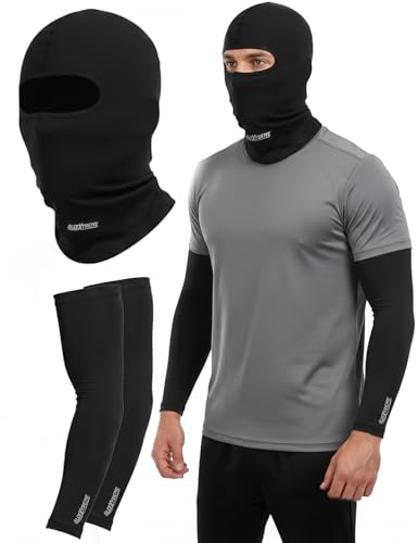 Allextreme Arm Sleeves & Full Face Mask Set Reusable UV Dust Protection Cotton Balaclava with Hand...