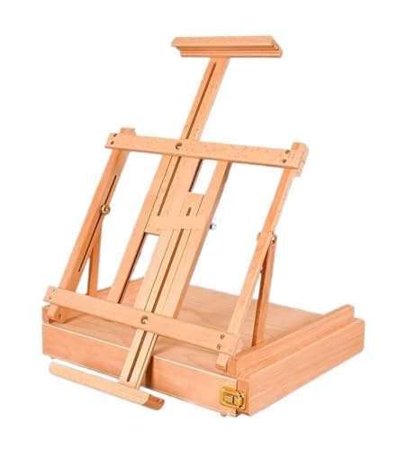 Caballete de madera plegable escritorio for pintura al óleo, estilo cajón, for guardar bocetos y pinturas Maletín de pintura(Color 3)