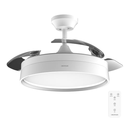 Cecotec Ventilatore da soffitto con luce e pale retrattili Energysilence Aero 4200 Invisible White....