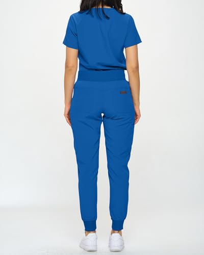 Image of Monarch Uniforms Slim Fit Stretchy Scrubs Women's Jogger Scrub Set Slim Jogger Scrubs with Tuck-In Top for Women