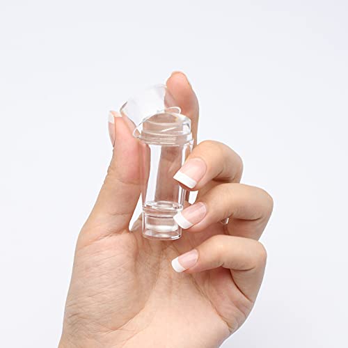 Double-Sided Nail Art Stamper, Clear Silicone Stamping Jelly With Scraper, Transparent Visible Body, No Misplacement For Salon/Diy Nail Decor #TOP6