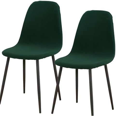 Vapor Fitness Shell Chair Covers for Dining Chairs, Mid Century Modern Dining Chair Covers Set of 2/4/6, Lounge Armless Chair Cover-Dark Green||2PCS Cover