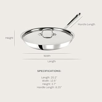 All-Clad 41126 Stainless Steel Tri-Ply Bonded Dishwasher Safe Fry Pan with Lid / Cookware, 12-Inch, Silver