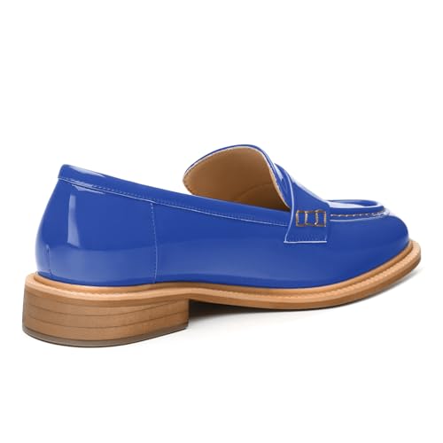 Image of JUSTDANNI Loafers for Women Slip On Shoes with Round Toe 1.2-Inch Low Chunky Block Heel Patent Comfortable Casual Dress Pump Shoes for Wedding Party Work Shopping Dating
