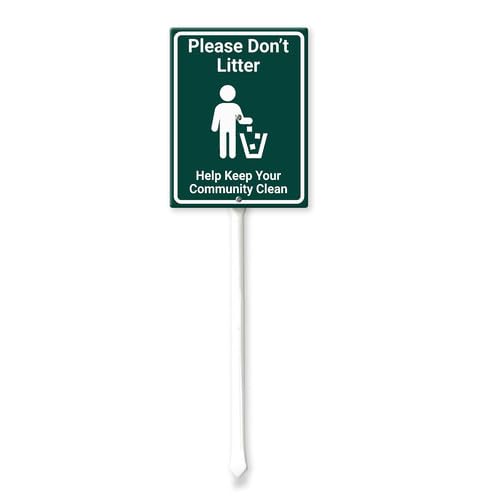 Vdenvileye Please Don't Litter Help Keep Yard Sign with Stake 11.5x15cm Rustproof Aluminum Lawn Decorations Community Sign for Outdoor Road Street Garden