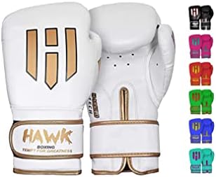 Hawk Boxing Gloves for Men & Women Training Fighting Punching Heavy Bag Mitts UFC MMA Muay Thai Sparring Kickboxing Gloves, White 10oz