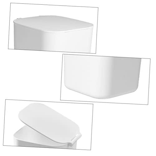 Mini caneca de basura rectangular blanca para escritorio miniatura 7