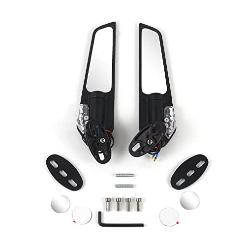 Moto Rétroviseur pivotant avec clignotant intégré pour BMW RSV4 RSV1000R, K1200S S1000R S1000RR, GSXR 600 750 1000 1300 Hayabusa GSX-S1000 Katana 750 ZX6R...