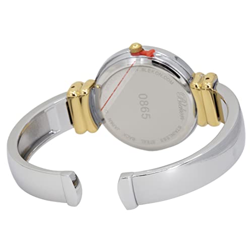 Blekon Original Mother of Pearl Cuff Bracelet Watch for Women 31mm Case Japanese Quartz Movement Metal Hinge Bangle Style Cuff Wrist Watch for Women …, Two Tone - 3, Quartz Movement, Two Tone-3