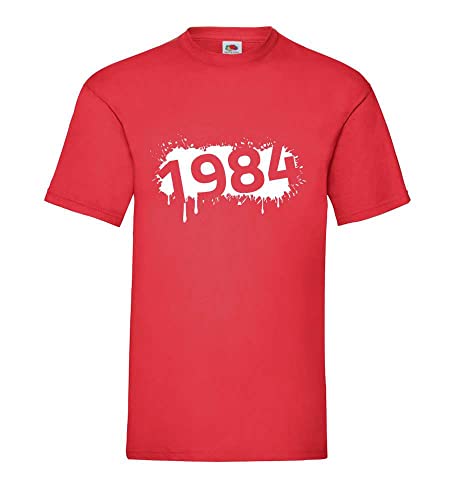 1984 T-shirt pour homme rouge en taille XXXL avec coutures renforcées