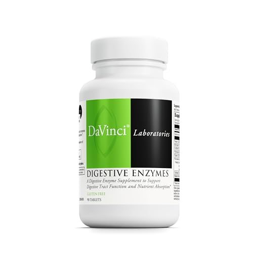 DAVINCI - DAVINCI Labs Digestive Enzymes Dietary Supplement Supports Digestive Tract Function & Nutrient Absorption - with Calcium, Pepsin, Bromelain, Papain, Pancreatin and More - Gluten-Free - 90 Tablets