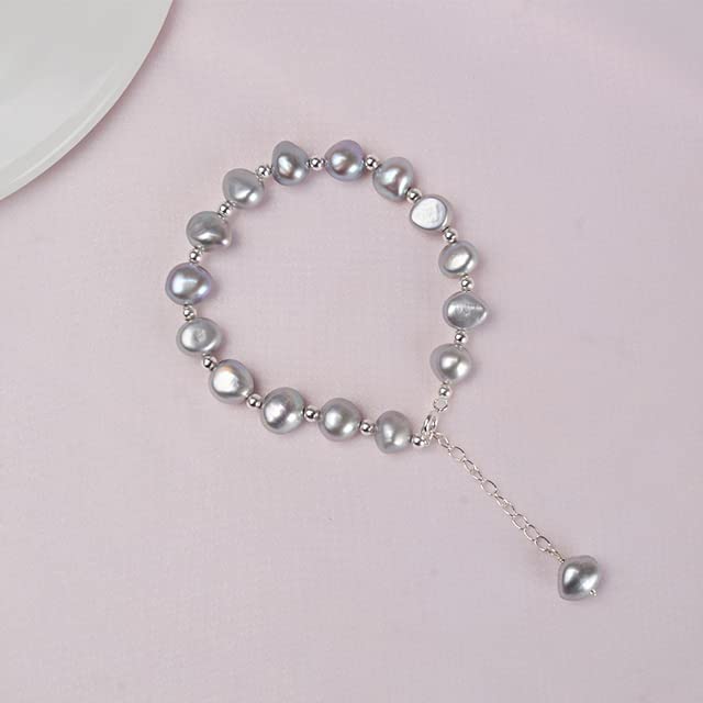 Pulsera De Perlas Barrocas Naturales De 8-9mm para Mujer, Regalo De Joyería De Plata De Ley 925
