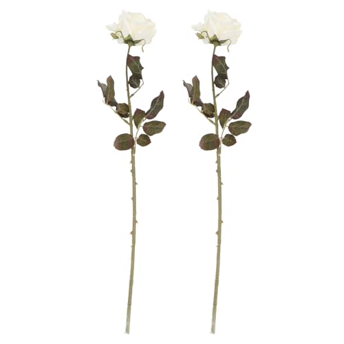 GALPADA 2 Piezas de Rosas Artificiales Simuladas Color Crema para Decoración de Bodas y Día de San Valentín Flores Falsas Realistas para Arreglos y Centros de Mesa