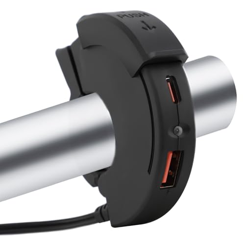 WODHMIEY Motorrad-Lenkerladegerät – Motorrad-Ladegerät mit USB- und Typ-C-Anschlüssen, 12V-24V Universalkompatibilität, IP65 Schutzart, Schiebedeckel-Design, 5V/3,4A Ausgang, Einfache Montage