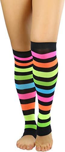 ToBeInStyle Women's Acrylic Horizontal Stripes Knee Hi Leg Warmer4