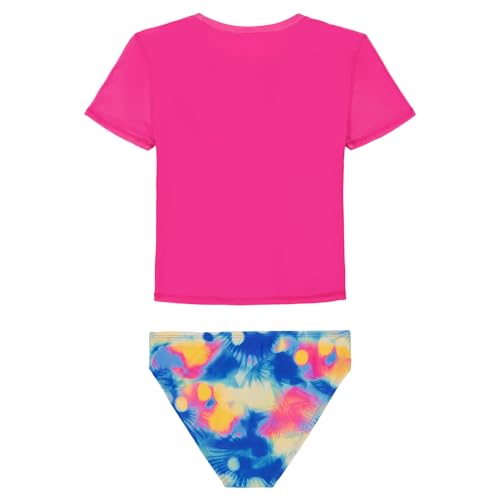 Image of Under Armour Girl's Short Sleeve Rashguard Surf Shirt and Swim Bottoms Set, UPF 50+ Sun Protection, Quick-Dry Bathing Suit