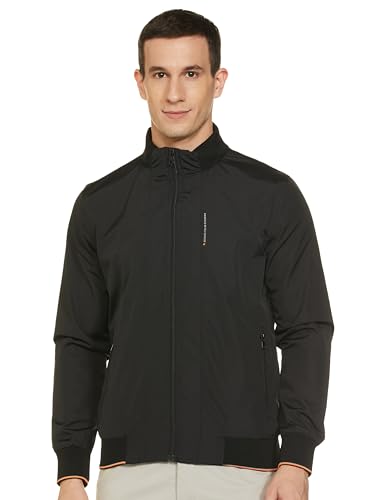 Image of Qube By Fort Collins Men's Nylon Standard Length Regular Fit Windbreaker Jacket - All-Weather & Winter Protection, Lightweight & Windproof