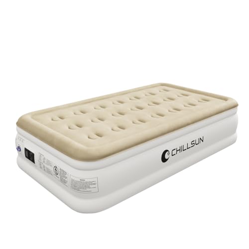 CHILLSUN 電動エアーベッド シングル サイズ 耐荷重350kg エアーマットレス キャンプ 電動ポンプ内蔵 極厚 膨脹式 折り畳み 収納袋付き